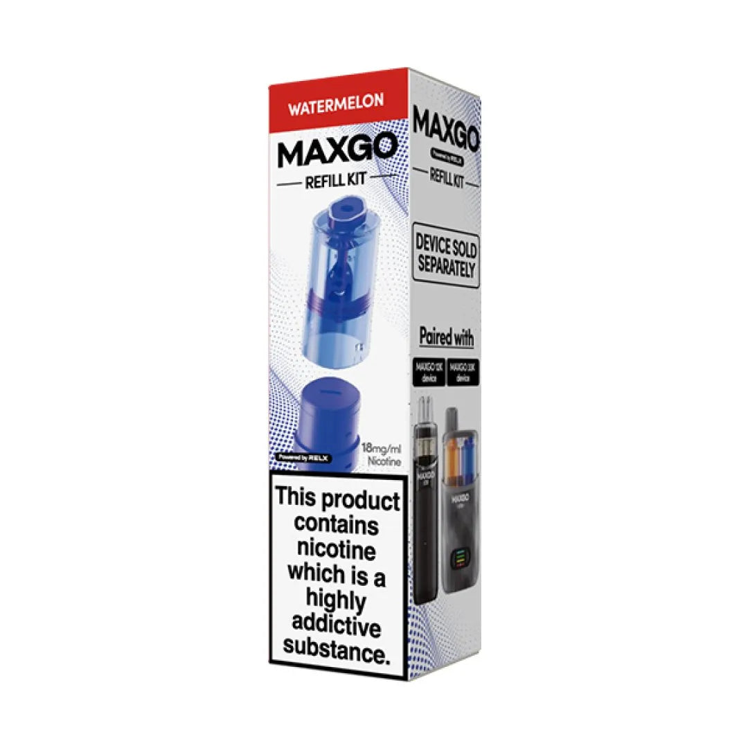 Watermelon flavoured Relx Maxgo Refill Replacement Pods in Dark Blue Colour