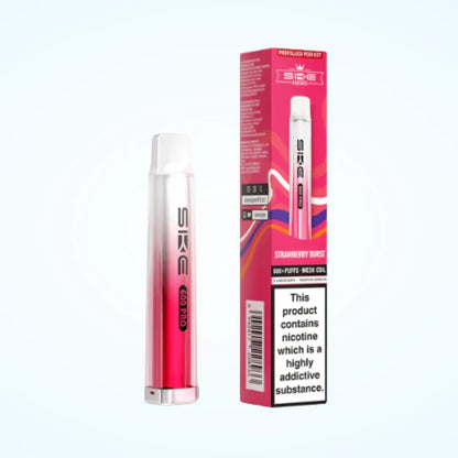Strawberry Burst SKE Crystal Pro 600 Prefilled Pod Kit in Dark Pink Colour 
