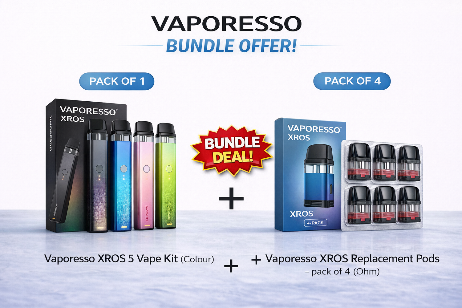 Vaporesso XROS 5 Bundle Vape Kit And Replacement Pods With Flavor Options