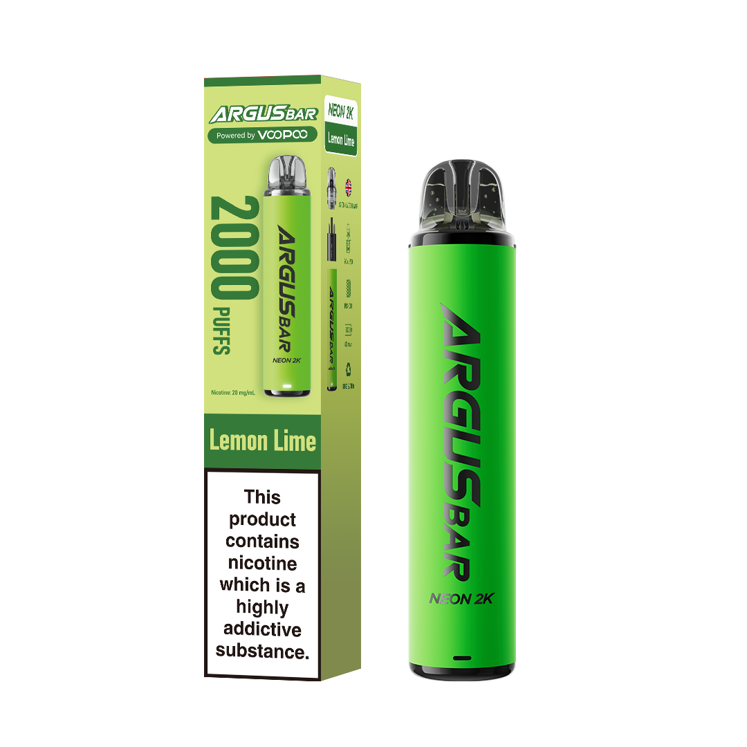 Lemon & Lime flavour VooPoo Argus Bar Neon 2K in Green colour
