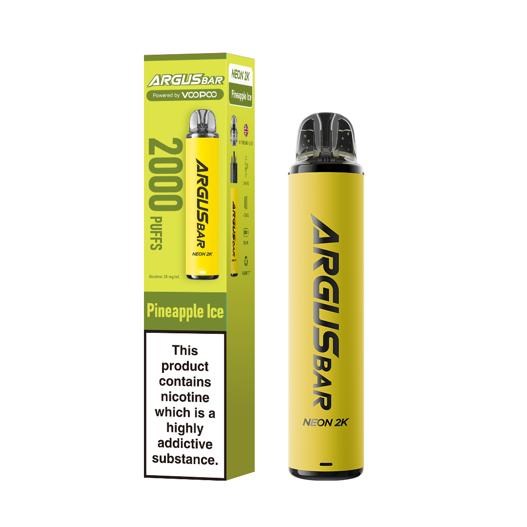 Pineapple Ice flavour VooPoo Argus Bar Neon 2K in Yellow colour