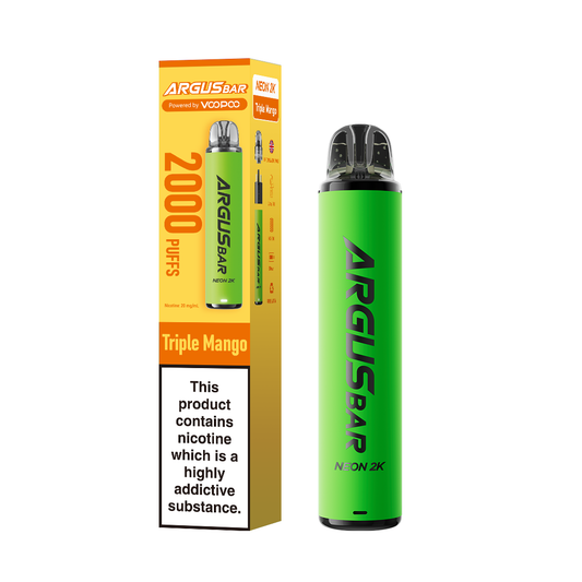 Triple Mango flavour VooPoo Argus Bar Neon 2K in Green colour
