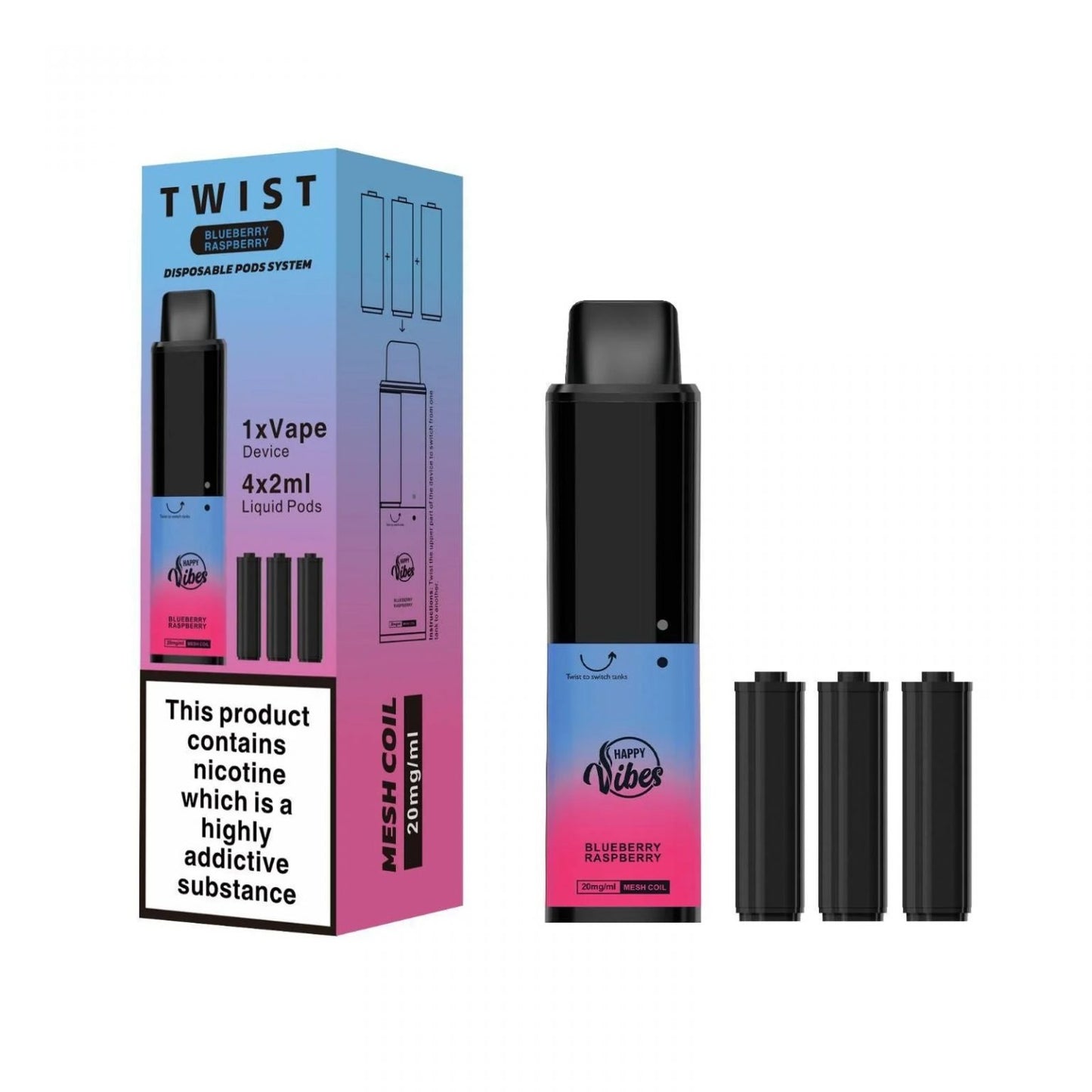 Happy Vibes Twist 2400 Disposable Vape Pod – 20MG