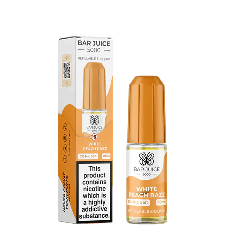 Bar Juice 5000 10ml Nic Salt E-Liquid - Eliquid Base-White Peach Razz